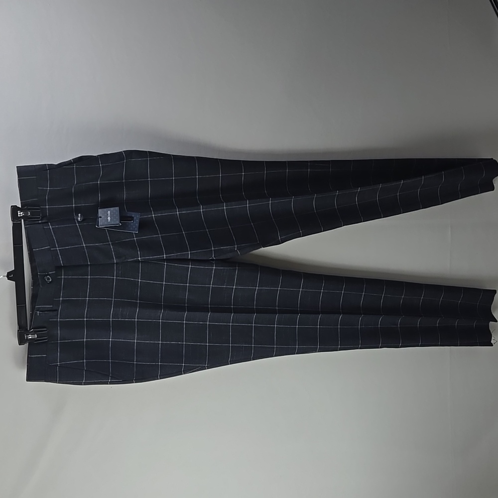 New No Code Mens Fit Plaid Navy Blue Slack pants Sz 36